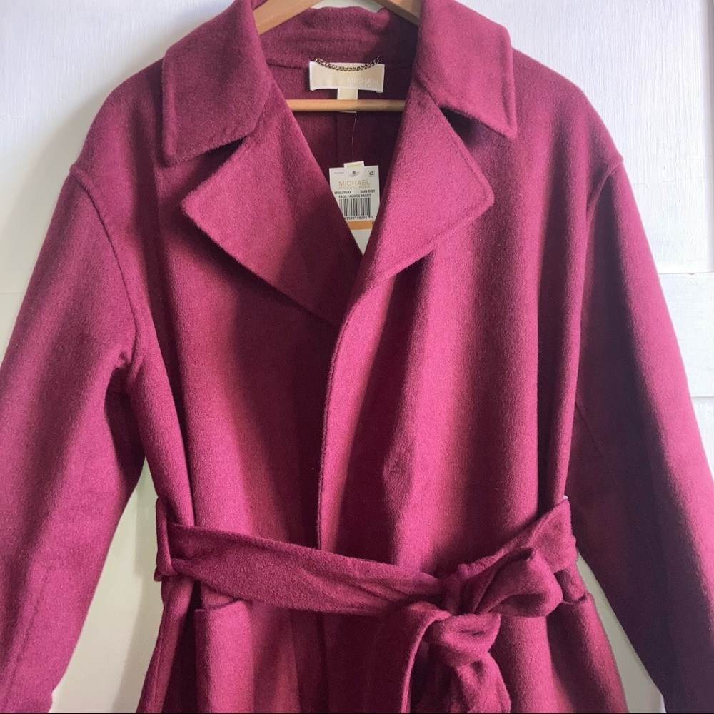 NEW Michael Kors Belted Wool Blend Felt Coat - Picture 3 of 11
